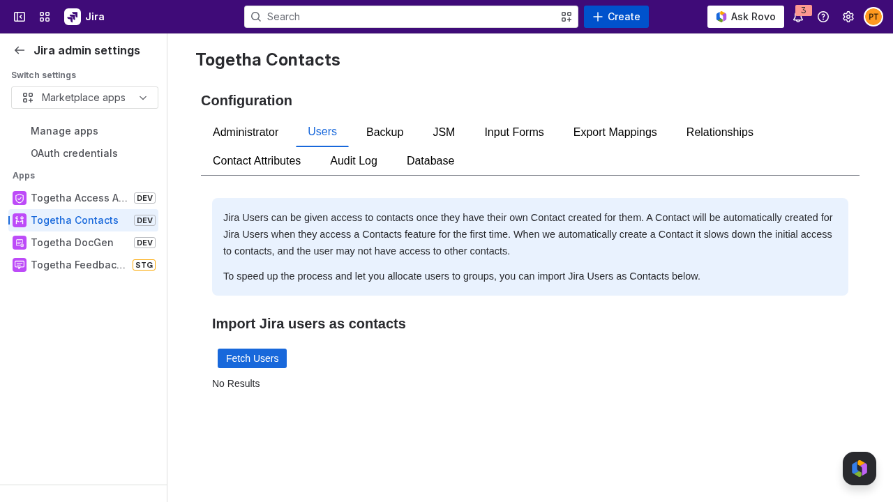 The Users tab listing Jira accounts ready to import